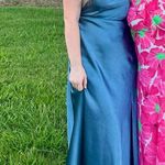 Birdy Grey Satin blue birds grey floor length dress Photo 0