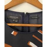 Lafayette 148  XS Italian Fabric Sleeveless Career Dress Navy Blue White Brown Photo 3