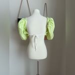 For Love & Lemons  Maureen Green & White Gingham Crop Top, Size Small Photo 2