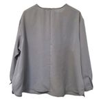 Lands' End  Womens Blouse Plus Size 22W Gray Chiffon Button LS Lightweight Preppy Photo 1