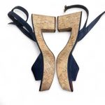 Diane Von Furstenberg DVF Odelia Blue Suede Cork Open Toe Platform Sandals - 9 Photo 2