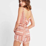 BCBGeneration Floral Pink Lace Romper Photo 1