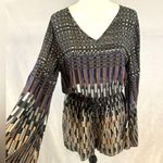 Blush Boutique long sleeve open back geometric print romper size large Photo 2