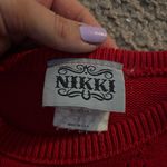 Vintage Nikki Vibrant Red Women's Crew Neck Sweater Shirt Holiday Minimal Size L Photo 5
