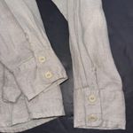 Flax  Organic Minimalist Quiet Luxury Natural Linen Shimmer Long Sleeve Blouse Lg Photo 13