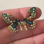 Multicolor rhinestone colorful Butterfly stud earrings Green Photo 0