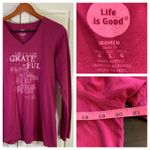 Life is Good  Gratitude T-Shirt Womens Large Grateful V-Neck Cozy Comfy Cabincore Photo 11