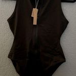SKIMS NWT  Zip up Sleeveless One Piece Swimsuit Black Onyx Size S Photo 6