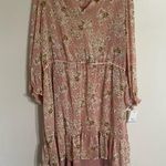 Ophelia Roe Women’s Long Sleeve Lace Overlay Floral Print Dress Size 3XL Pink Photo 0