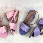 Bamboo New  Maddy Braided Raffia Open Toe Buckle Strap Block Heel Sandals Shoes Pink Photo 8