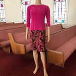 Citiknits 2 Piece Pink Black Floral Top and Skirt Photo 14