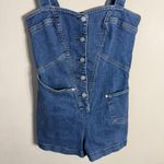 7 For All Mankind Asymmetrical Seam Denim Romper Womens XS Blue Western Bohemian Photo 9