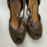 L.A.M.B. Olive Green & Grey Leather Contrast Stiletto Heels Womens 6 Y2K Suede Photo 4