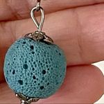 Blue lava rock and purple stone fish hook earrings Photo 7