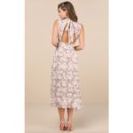 Lulus Happily Sweet Beige Floral Mock Neck Backless Midi Dress Cocktail S NWT Tan Photo 1