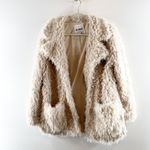 BB Dakota Warming Signs Collared Faux Fur Coat Tan Cream Small Photo 4