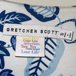 Gretchen Scott  Womens Floral V-Neck 3/4 Sleeve Shift Dress Blue White Small‎ Photo 5