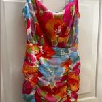 ASOS RUCHED FLORAL MINI DRESS SIZE 4 Photo 0