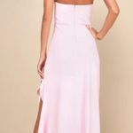 Lulus NWT  Majestic Perfection Light Pink Ruffled Halter Maxi Dress Bride Size L Photo 1