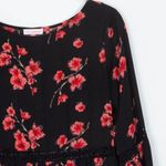 Renamed Womens Floral Crochet‎ Tiered Dress Size M Black Long Sleeve Whimsigoth Red Size M Photo 1