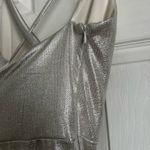 Eliza J Silver Surplice Evening Gown NWT Size 10 Maxi Dress Glam Photo 5