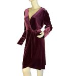 Loft  BURGUNDY VELOUR V NECK WRAP LOOK DRESS (XL) Photo 3