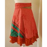 Wevez Clothing Wrap Skirt Silk Blend Reversible One Size Boho Lagen Look NWT Photo 5