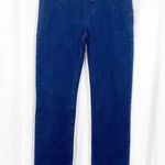 Betabrand Straight Leg Four Pocket Yoga Denim Pull On Jeans: Dark Indigo Blue Photo 0