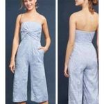 Aijek Anthro Natalie Baby Blue Floral Lace Strapless Capri Silk Blend Jumpsuit 2 Photo 2
