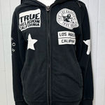 True Religion  Multi Logo Zip Up Hoodied Sweatshirt Jet Black Size S Photo 0