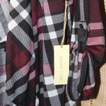 Paper + Tee  Black, White, and Claret Plaid Open Waterfall Cardigan Photo 1