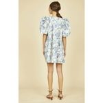 Hunter Bell  Jenkins Gardenia Mini Dress Floral Blue and Beige Puff Sleeves Large Photo 1