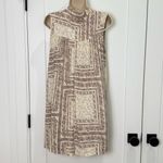 Olivaceous  Tunic Dress Button Down Linen Sleeveless Floral Cream Small Boho Photo 2