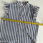 Manuela Stripe Printed Ruffle Cap Sleeve Blouse Top Button Up Size M White Size M Photo 6