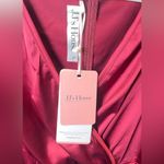 JJ's House JJ’s House NEW Pleated V-Neck Long Sleeve Sheath/Column Satin Midi Dress Size S Photo 2