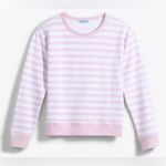 Draper James  Women’s Kelsea Sweatshirt in Pink White Awning Stripe Size‎ Large Photo 1