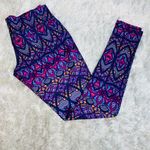 Tribal Floral Bright Leggings Sz Small Blue Pink Purple Photo 0