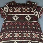 LuLaRoe  Carly Dress Womens Small Brown Red Aztec Geometric SS High Low Hem Photo 10