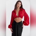 House Of CB  'Laraine' Cherry‎ Silk Blouson Top NWOT size M Photo 5