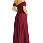 DESSY COLLECTION Vivian Diamond 2970 Claret Off the Shoulder Draped Dress $284 Red Size 14 Photo 6