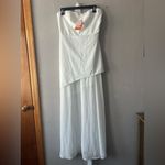 Sunfere White Florence Asymmetrical Chiffon Maxi Dress with Scarf Size Large Photo 1