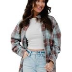 Altar'd State Altar’d State Acid Wash Plaid Button Down Nashville Shirt Top size Small Photo 0