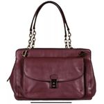 Tory Burch Priscilla gold chain plum leather shoulder bag handbag push lock Photo 1