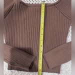 Iris  WOMENS Brown Off-the-Shoulder Ribbed Sweater Photo 3