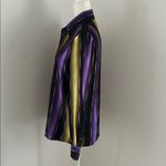 Ellen Tracy Putple/Black/Gold Silk Striped Blouse Sz 8 Photo 3