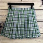 Aerie American Eagle  Blue & Green Plaid Y2K Inspired Pleated Mini Skirt Photo 2