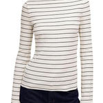 Madewell NWT  Size XL Ribbed Bell Long Sleeve Shirt Striped‎ Black White Causal Photo 0