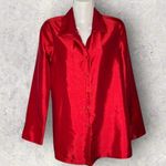 Charter Club Women's Size Medium Red Sateen Collared Button Down Blouse Photo 0
