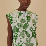 Farm Rio  Forest Soul Mix T-Shirt Tee in Green and White Floral Size Medium Photo 0