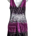 Vintage Y2K Multi Color Sequin Color Block V Neckline Mini Slip Dress Medium Pink Photo 2